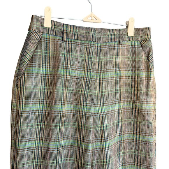 Beatrice B Plaid Flat Front Wide Leg Pants Women's Multicolor Office Business - Picture 5 of 13